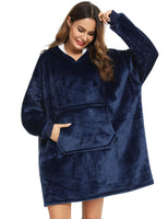 1 x RAW Customer Returns YEPLINS Pullover Hoodie Robe Blanket Hoodie Blanket Flannel Hoodie Blue  - RRP €25.99