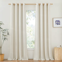 1 x RAW Customer Returns PONY DANCE Living Room Curtains Linen Boho Eyelet Curtain Set of 2 H 245 x W 140 cm Linen Look Curtains with Eyelets in Country House Style Linen Curtain Semi-Transparent Linen Curtains for Living Room, Beige - RRP €35.24