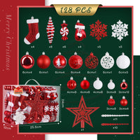 1 x RAW Customer Returns SOLEDI Set of 128 Premium Christmas Baubles Plastic Red White with Tree Top Star - Robust and Safe Christmas Tree Decoration Set with Hanging - Colorful Christmas Tree Baubles, Reusable Christmas Decoration - RRP €36.29