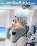 1 x RAW Customer Returns JefDiee Travel Pillow Neck Pillow Inflatable Neck Pillow for Airplane Adult Neck Pillow - Fast Inflatable Pillow with Headrest, Hat, Luxury Bag, Gray - RRP €25.99