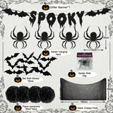 3 x Brand New YBwanli Halloween decoration horror outdoor garden, 40 pieces, horror spider web bat garland decoration set, Gothic skull decoration, create a unique horror atmosphere - RRP €38.34