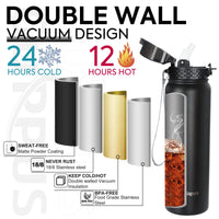 2 x RAW Customer Returns GOPPUS 1L 32oz Thermos Bottle with Straw Double Layer Stainless Steel Drinking Bottle 1 Liter Insulated Bottle Leak-Proof Sports Water Bottle Carbonated Water Bottle Drinking Bottles BPA-Free Water Bottle - RRP €38.98