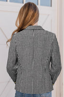 1 x RAW Customer Returns CZIMOO Women s Blazer Elegant Business Suit Jacket 3 4 Sleeve Open Front Jacket Office Blazer Suit with Button Houndstooth XL - RRP €36.29