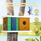 2 x RAW Customer Returns Wooden Bird House with 2 Holes - Ideal for Great Tits and Wild Garden Birds - Outdoor Hanging Wild Bird House - RRP €45.22