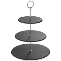 2 x RAW Customer Returns MALACASA, Sweet.Time Series, 6 8 10 inch slate cake stand serving stand dessert stand, cupcake display, 3-tier pastry Muffin fruit serving stand for party, birthday, Christmas, round - RRP €65.98