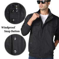 1 x RAW Customer Returns KEFITEVD Transition jacket men s spring jacket autumn jacket army jacket men s bomber jacket aviator jacket stand-up collar leisure jacket work jacket men s blouson black M - RRP €65.53