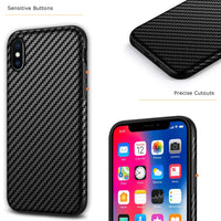 1 x RAW Customer Returns Tasikar iPhone X Case iPhone XS Case Carbon Leather Soft Protective Case Compatible with iPhone XS and iPhone X Black  - RRP €13.44