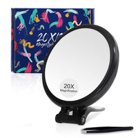 33 x Brand New 20x 1x Double Sided Magnifying Mirror, Double Sided Magnifying Mirror with Stand, Magnifying Hand Mirror for Makeup, Removing Blackheads, Comedones 15cm, 20x 1x, Black  - RRP €691.68