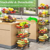 1 x RAW Customer Returns SAYZH Kitchen Fruit Cart, for Vegetable Storage, 5-Tier Stackable, with Wheels and Non-slip Feet Black  - RRP €54.99