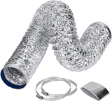 2 x Brand New Zoutpy 1.5M Ventilation Duct Aluminum Foil Double Layer Thickened Air Duct 10.7cm Diameter Flexible Hose for Tumble Dryer, Range Hood, Grow Tent, 2 Clamps Included - RRP €48.0