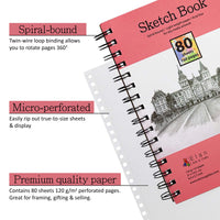 5 x Brand New Elan Sketchbook A5-4 Pack, 80 Sheets 120gsm Smooth Paper, Sketchbook A5, Sketchbook Spiral Bound, Sketchpad A5 with Blank Lightweight Sketch Paper, Drawing Pad, Drawing Book, Sketch Book - RRP €102.0