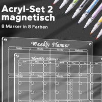 1 x RAW Customer Returns OCEUMAOA Weekly Planner Wipeable Monthly Planner Magnetic Acrylic Calendar 40x30cm Meal Planner Week Wipeable Weekly Planner Refrigerator Timetable Clear with 8 Colored Markers - RRP €29.99