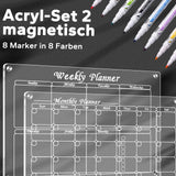 1 x RAW Customer Returns OCEUMAOA Weekly Planner Wipeable Monthly Planner Magnetic Acrylic Calendar 40x30cm Meal Planner Week Wipeable Weekly Planner Refrigerator Timetable Clear with 8 Colored Markers - RRP €29.99