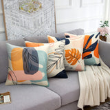 1 x Brand New Sofa Cushion Covers 45x45cm 4 Pack Cushion Covers Linen Decorative Colorful Cushion Covers Leaves Boho Abstract Cushion Covers Modern Art Pillowcase for Sofa Bed Home Living Room - RRP €22.8