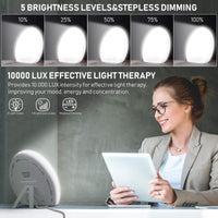 1 x RAW Customer Returns Daylight lamp 10000 Lux light therapy lamp with memory function light shower against depression, 3 light colors, 5 brightness levels and 4 timers, UV-free full spectrum lamp sunlight lamp - RRP €37.85