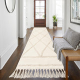 1 x RAW Customer Returns LINROMIA Tufted Carpet Runner Rug for Hallway 60x240, Boho Beige Cotton Area Rug with Handwoven Tassels, Extra Long Washable Runner Rug for Bedroom Living Room - RRP €43.0