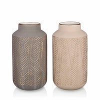 1 x RAW Customer Returns TERESA S COLLECTIONS Stoneware Vases Light Grey and Light Gold Flower Vase Modern Table Vase for Home Decor Living Room Decoration Set of 2 Mother s Day Gifts for Mom 20 cm - RRP €34.99