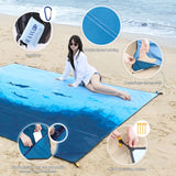 6 x RAW Customer Returns DEWUR beach blanket sand-free XXL beach towel waterproof beach mat picnic blanket large for vacation beach camping travel 300x290cm, Sea Fish  - RRP €145.14