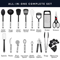 1 x RAW Customer Returns Kitchen utensils set cooking set - non-stick heat-resistant kitchen helper set - spatula wooden spoon set - kitchen gadgets 25-piece nylon set  - RRP €28.39