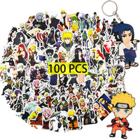 19 x Brand New GTOTd Naruto Stickers 100 Pieces with Keychains Decoration Gifts Anime Vinyl Decals Party Supplies for Laptop Living Room Skateboard Graffiti - RRP €210.71