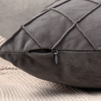 1 x RAW Customer Returns MIULEE Set of 2 velvet cushion covers, grid sofa cushions,cushion covers, couch cushions, velvet cushions, soft, plain decorative cushions without filling for sofa, living room, 50 x 50 cm, dark grey - RRP €18.99