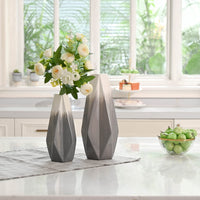 1 x RAW Customer Returns TERESA S COLLECTIONS Ceramic Vase Modern Home Decoration Decorative Vases Gray and White for Living Room Fireplace Table Decoration 2 Pack Mother s Day Gifts for Mom, 28 cm - RRP €20.16