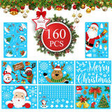 17 x Brand New 160PCS Christmas Window Stickers, Christmas Door Stickers Christmas Window Decorations Removable Christmas Window Stickers, Christmas Window Stickers for Windows Snowman Santa Claus Reindeer PVC Static Stickers - RRP €387.6