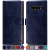 1 x RAW Customer Returns SUANPOT RFID protection for Samsung Galaxy S10 plus 10 case PU leather cell phone case leather case folding case card slot flip cover for Samsung 10 cell phone case leather wallet phone case blue - RRP €20.16