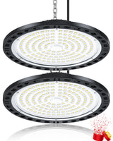 1 x RAW Customer Returns YIQIBRO LED Spotlight 100W 2 Pieces, 10000LM UFO LED Workshop Ceiling Light, 7000K Cold White LED Garage Ceiling Light, IP65 Waterproof LED Spotlight, UFO LED Ceiling Light for Garage Warehouses Factory Gym - RRP €52.02