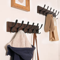 1 x RAW Customer Returns SKOLOO Coat Rack Wall Mount - Wood Brown Wall Coat Rack Hooks Wall Coat Rack Hanger Rack with 6 Hooks for Hanging Coats, Hats, Clothes, Scarves, Brown Black - RRP €25.99