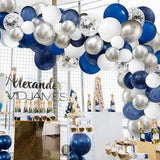 2 x Brand New 113 Pieces Silver Blue Balloons, Navy Blue Balloons, Silver Blue Confetti Garland Latex Balloons for Boys, Baby Baptism, Birthday, Graduation, Wedding - RRP €27.14