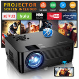 1 x RAW Customer Returns Projector, 5G WiFi Bluetooth Native 1080P Projector Projector Screen Included , Roconia 12000LM Full HD Movie Projector, 300 Display Support 4K Video, Compatible with Smartphone Laptop TV Stick - RRP €171.44