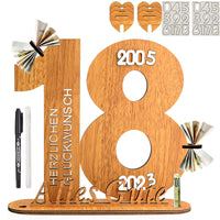 8 x Brand New SunnyLisa wooden sign guest book birthday wood 50, wooden gift with signed pen and variable numbers, sign guest book, original money gifts, gifts made of wood, gifts for men, women - RRP €96.8