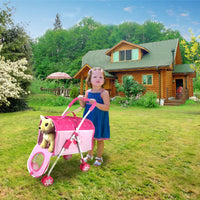 1 x Brand New Anivia Stroller and Pet Accessories for Kids Aged 3-7, Dog Toy, 2 Piece Dog Set, Puppy Playset with 1 Puppy Included Pink - RRP €31.99