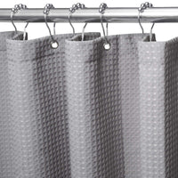 1 x RAW Customer Returns Waffle shower curtain with metal shower curtain rings fabric textile bathtub curtain anti-mold bathroom curtain set waterproof bathtub curtain heavy shower curtain bathroom - 182 x 182cm gray  - RRP €30.7