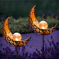 3 x Brand New Gadgy Set of 2 Solar Garden Lights Decorative Moonlight Metal Material IP65 Waterproof - RRP €90.72