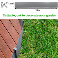 1 x RAW Customer Returns Lawn edging in 10 m length with 6 anchor pegs Lawn edging flexible Lawn edging natural look Height 12 cm Thickness 4 mm Grey Gray  - RRP €46.16