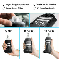 1 x RAW Customer Returns FITLY FLASKS Combo 3 Soft Drink Bottles for Hydration While Running, Hiking, Cycling, Climbing Foldable Water Bottles 150-250-400ml Black - RRP €26.17