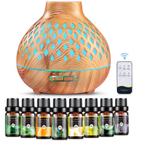 1 x RAW Customer Returns Aeshory Aroma Diffuser with 8 x 10ml Essential Oils, 400ml Ultrasonic Aromatherapy Diffuser Humidifier, Remote Control, 7 Colors LED, 4 Timers, BPA-free, Ultra Quiet, Automatic Shut-off - RRP €29.99