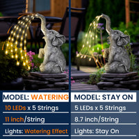 1 x RAW Customer Returns GIGALUMI Upgraded Elephant Statue Garden Decoration True Watering Elephant Figurine Solar Powered LED Lights, Gifts for Women, Birthday Gifts for Women, Elephant Decoration for Patio - RRP €29.59