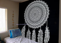 8 x Brand New Black White Tapestry Mandala Dream Catcher Elephant Boho Wall Cloth Hippie Multicolored Wall Hanging Mandala Blanket Cloth Large Indian Cotton Bohemian Wall Cloths Mandala Christmas Gift 84x94 inch - RRP €163.2