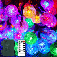 1 x RAW Customer Returns GCMacau Outdoor Fairy Lights Battery Colorful, 13M 80LED Fairy Lights with Graphite Green Cable, Fairy Lights Battery Operated Crystal Balls Lights with Remote Control 8 Modes IP65 Waterproof - RRP €19.15