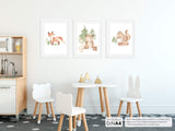 1 x RAW Customer Returns Olg s baby room pictures set of 3 Children s room decorative poster DIN A4 Murals Premium Animals wall poster girl, boy Forest animals fox, hare, bear, hedgehog, squirrel - RRP €10.9