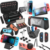 1 x RAW Customer Returns HEYSTOP Switch accessory set bundle 28 in 1 for Nintendo Switch, with bag for Nintendo Switch, dockable protective case, tempered glass protective film, grip case, charging station for Nintendo Switch controller etc - RRP €33.26