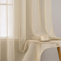 1 x RAW Customer Returns MIULEE Curtains with Ruffle Tape Set of 2 Curtains with Eyelets Living Room Curtains Made of Sheer Voile Curtains Transparent Bedroom Beige 140 x 260 cm - RRP €28.22