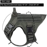 2 x Brand New Icefang Tactical Dog Harness, K9 Work Vest, Clip to attach the leash to the front to prevent pulling., L Neck 18 -24 Chest 28 -35 , Ranger Green-2x Metal Buckle - RRP €63.98