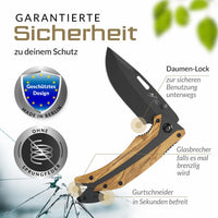 1 x RAW Customer Returns BERGKVIST K29 folding knife olive wood one-hand knife - 3-in-1 outdoor knife with titanium finish - awarded the Bronze A Design Award 2021 - incl. fire steel bag - RRP €30.24