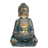 1 x RAW Customer Returns TERESA S COLLECTIONS garden decoration for outdoors, Buddha figure garden solar light resin sitting Budda statue garden figure frost-proof weatherproof, garden decoration for balcony gifts for women 32 cm - RRP €41.6