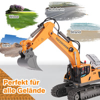 1 x Brand New MINGPINHUIUS Remote Control Excavator Toy for Children, 11 Channel RC Excavator 2.4 GHz Remote Control with Iron Alloy Shovel Including 2 Pieces Battery with Light and Music Crawler Excavator - RRP €40.33