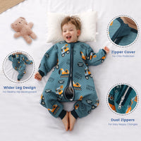 1 x RAW Customer Returns ZIGJOY Baby Sleeping Bag with Legs, 1.5 TOG Baby Sleeping Bag 100 Cotton with Air Layer Baby Sleeping Bag for All Year Round, Rainbow Dinosaur, M 12-24 Months  - RRP €22.8